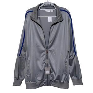 Linea Uomo Mens 3X Grey‎ Blue Stripe Full Zip Activewear Track Jacket NEW